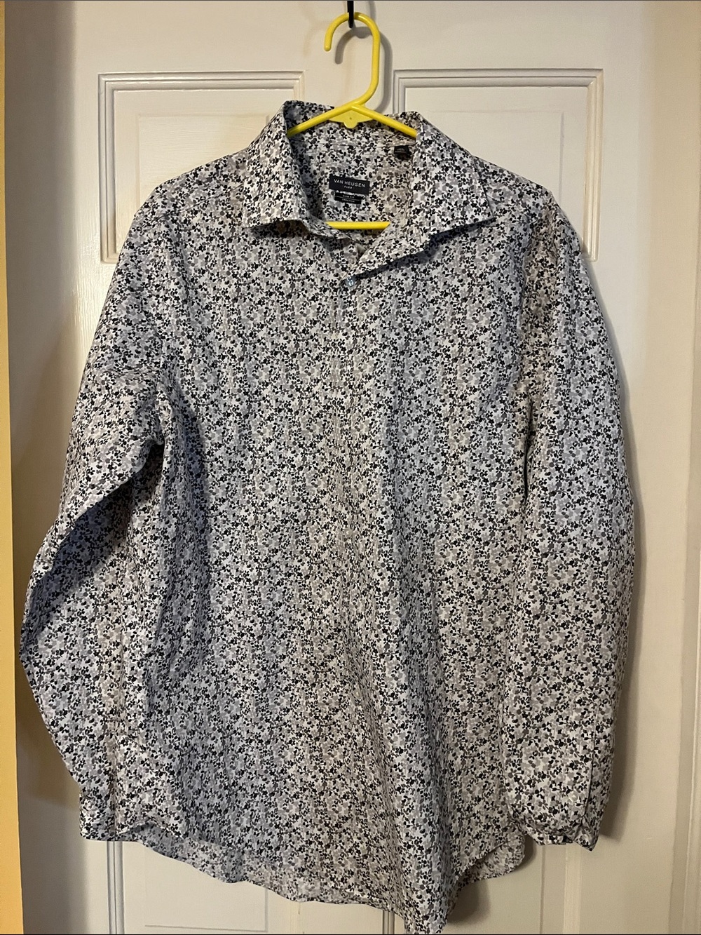 Van Heusen White Shirt with Black Micro-Pattern
